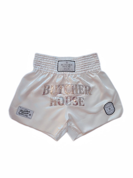 Muay Thai Shorts- Chrome Collection- Pearl