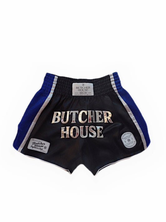 Muay Thai Shorts- Chrome Collection- Noir Azure