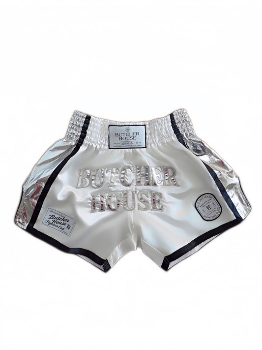 Muay Thai Shorts- Chrome Collection- Pearl Chrome