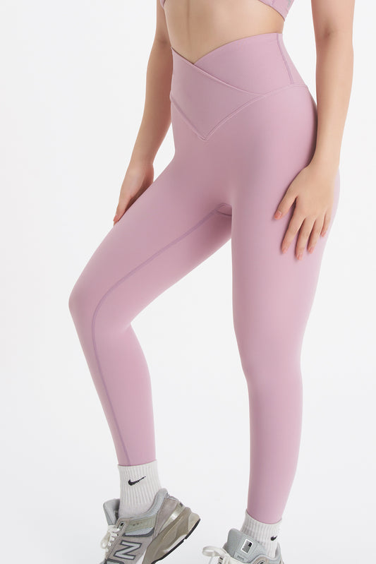 Crossover Leggings- Blush Pink