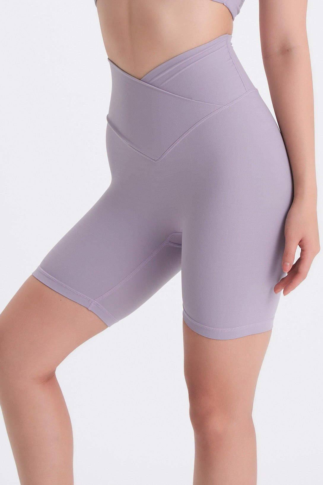 Crossover Biker Shorts- Lavender